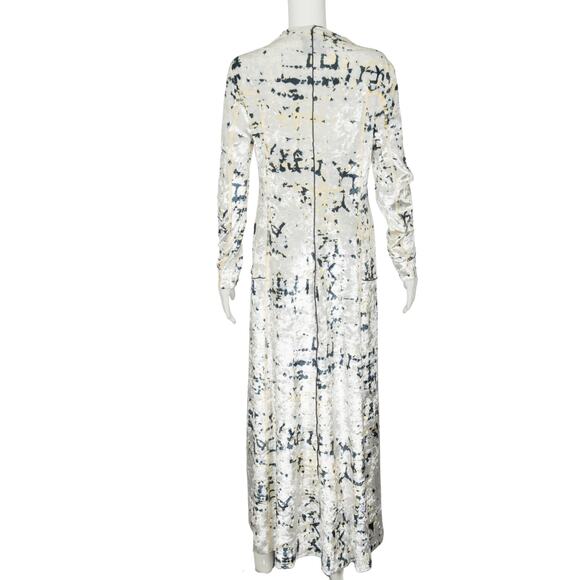 3.1 PHILLIP LIM Ink-Buttercream Multi Kaleidoscope Velvet Crushed Flare Dress L - Picture 2 of 2